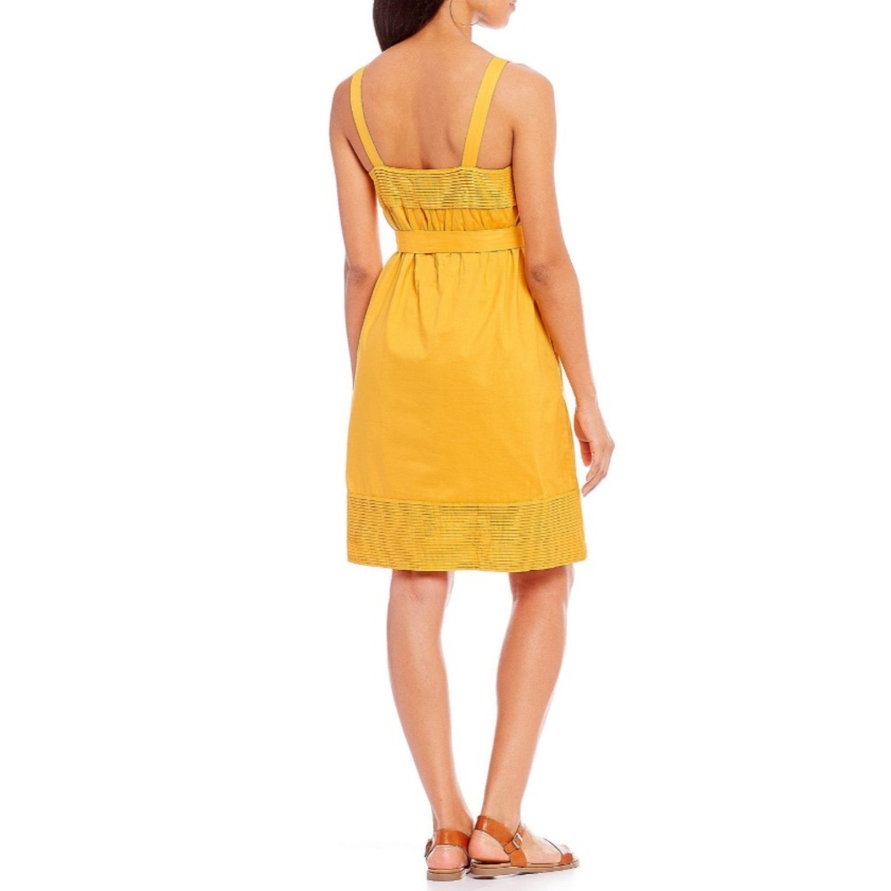 Daniel Cremieux Luna Marigold Self Belt Front Tie Bow Sundress Dress - Picture 4 of 7